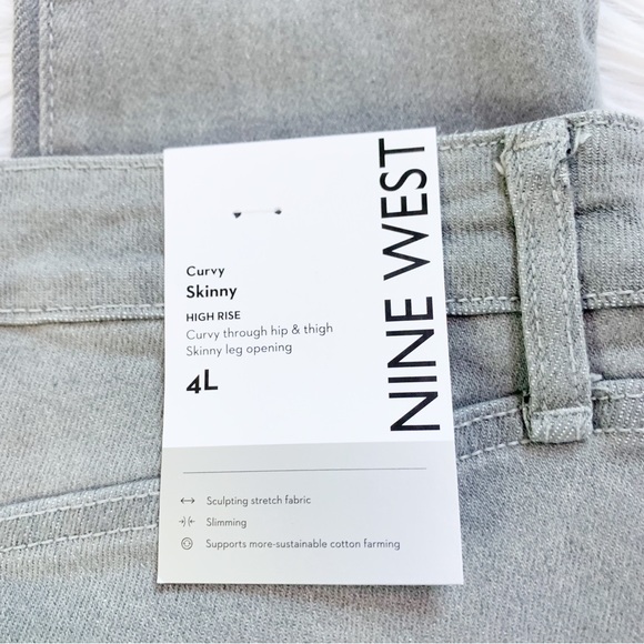 NINE WEST -NWT- Nassau Gray -Curvy High Rise Skinny Jeans- Size: 4L - Picture 5 of 8